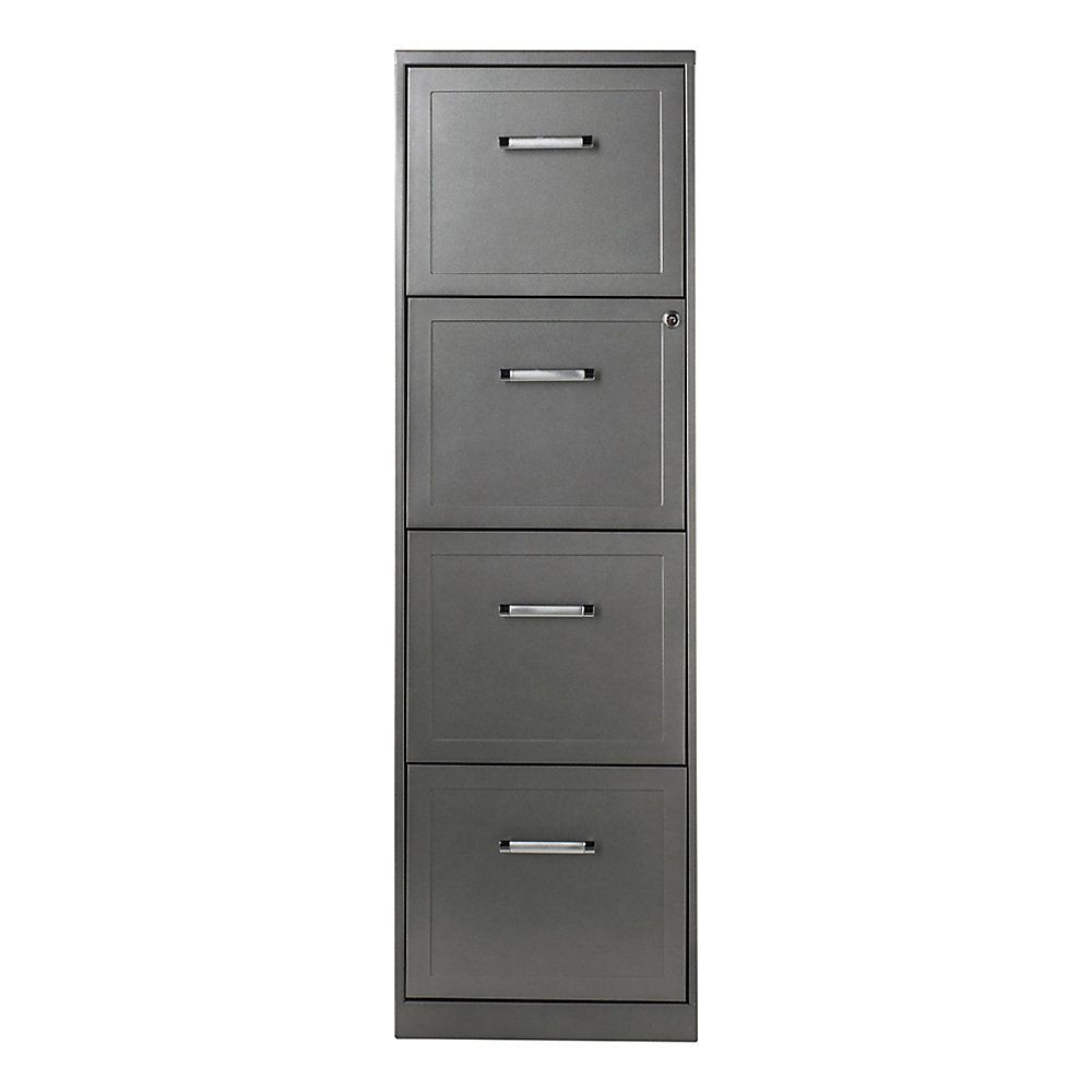 Realspace 18d 4 Drawer Vertical File Cabinet Metallic Charcoal within proportions 1000 X 1000