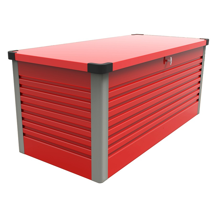 Red Trimetals Large Metal Patio Storage Box Robert Dyas regarding size 900 X 900