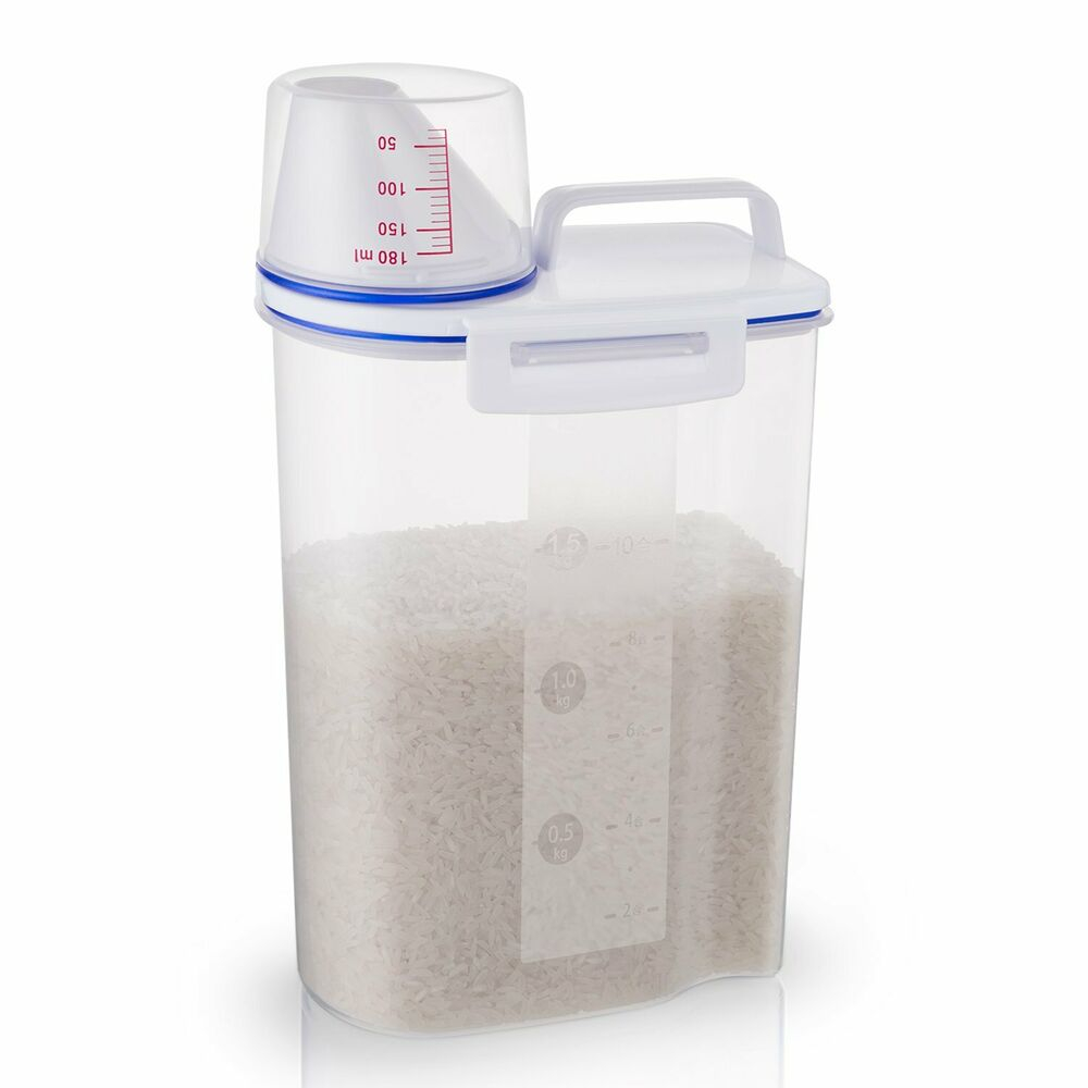 Rice Storage Bin Container Box With Pour Spout And A Measuring for proportions 1000 X 1000