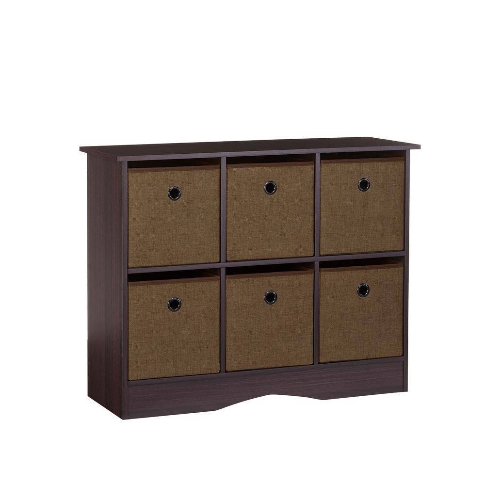 Riverridge Home 6 Cub Storage Cabinet With Bins In Espressogray with measurements 1000 X 1000