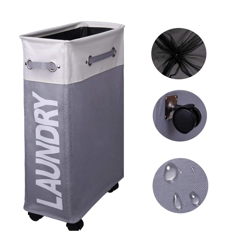 Rolling Corner Laundry Basket Slim Laundry Hamper With Mesh Cover in proportions 1001 X 1001