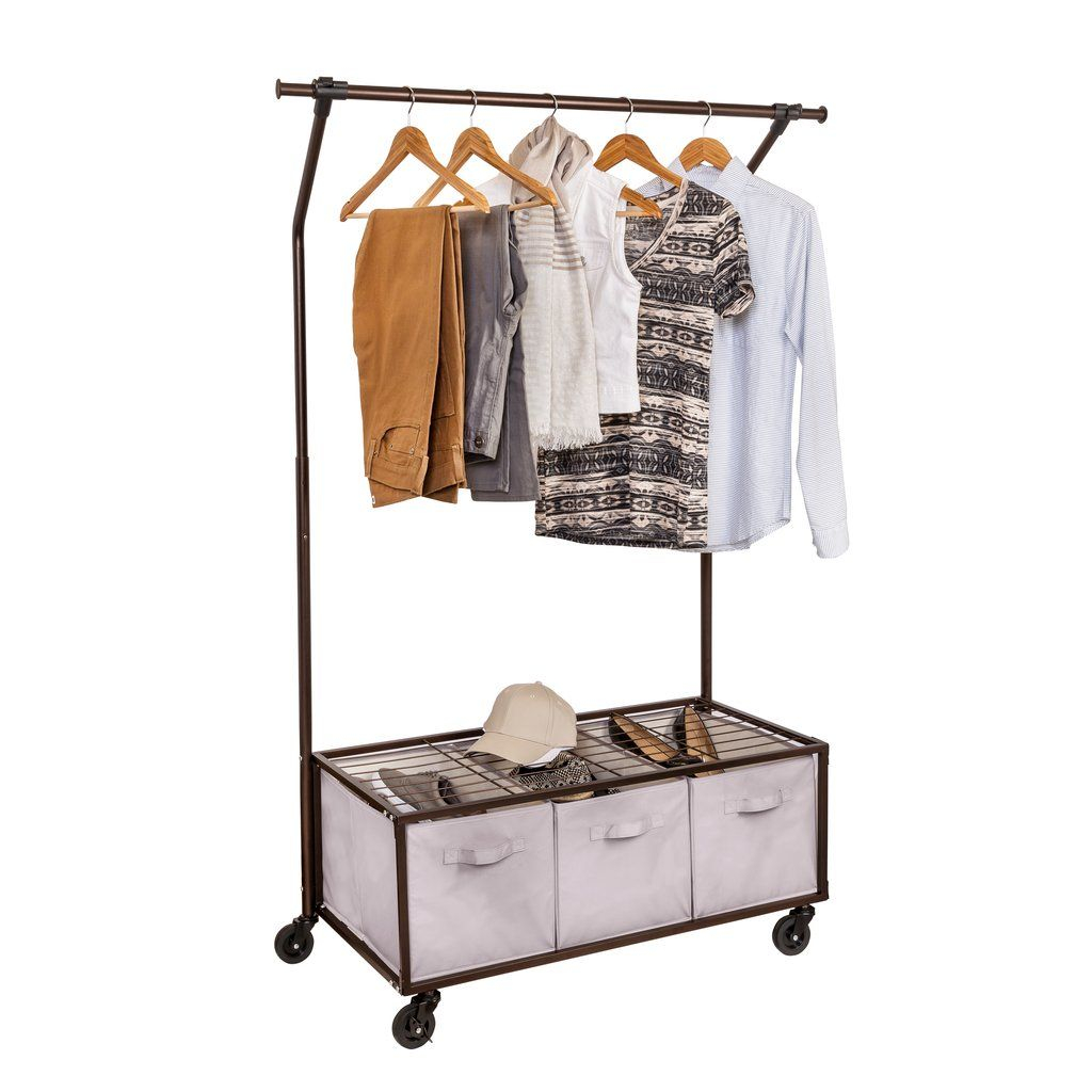 Rolling Garment Rack With Storage Bins Bronze 1 Apartment inside sizing 1024 X 1024