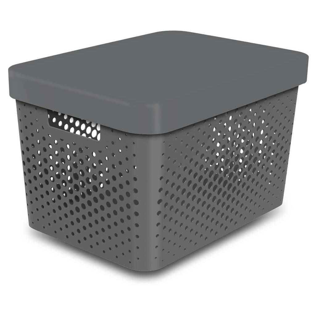 Room Essentials Storage Large Bin Perforated Gray Image 1 Of 1 inside proportions 1024 X 1024