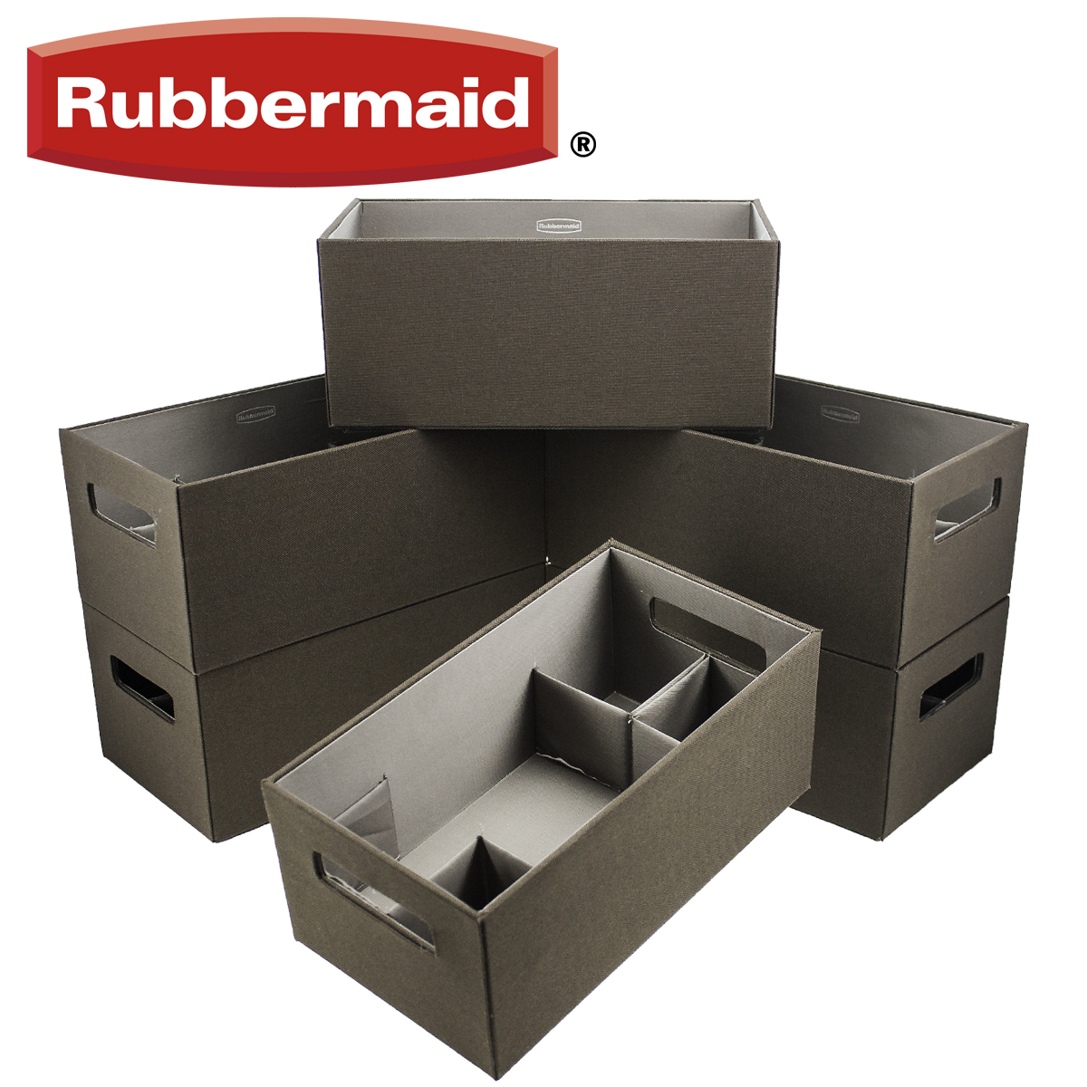 Rubbermaid 6 Pack Medium Brown Bento Storage Boxes Flex Dividers regarding size 1200 X 1200