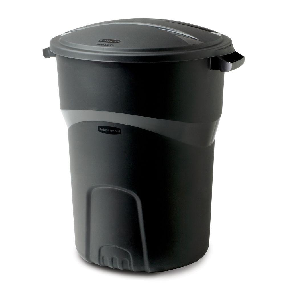 Rubbermaid Roughneck 32 Gal Black Round Trash Can With Lid 2008186 for sizing 1000 X 1000