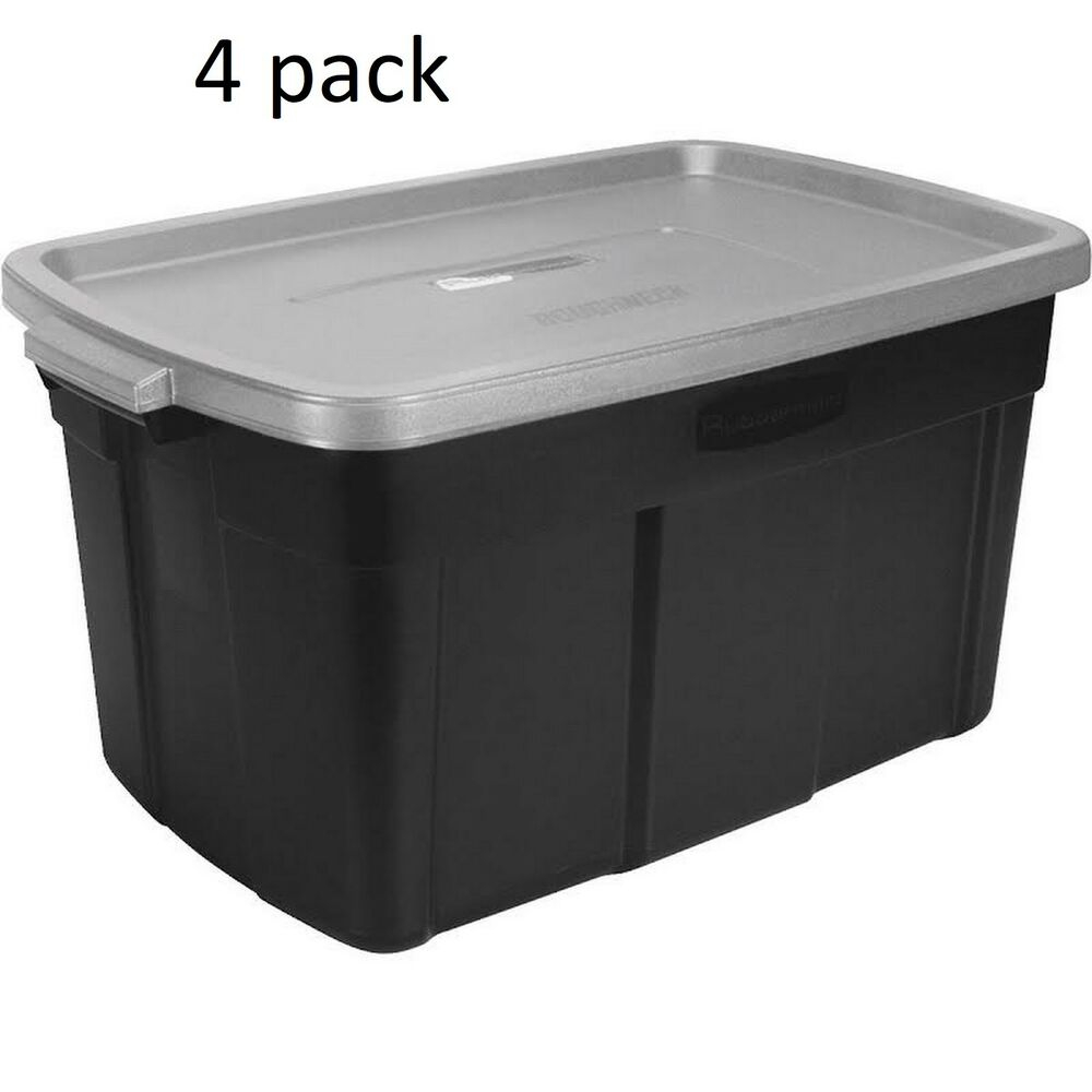 Rugged Roughneck Rubbermaid Storage Tote Bins 72 Qt 18 Gal Black with regard to sizing 1000 X 1000