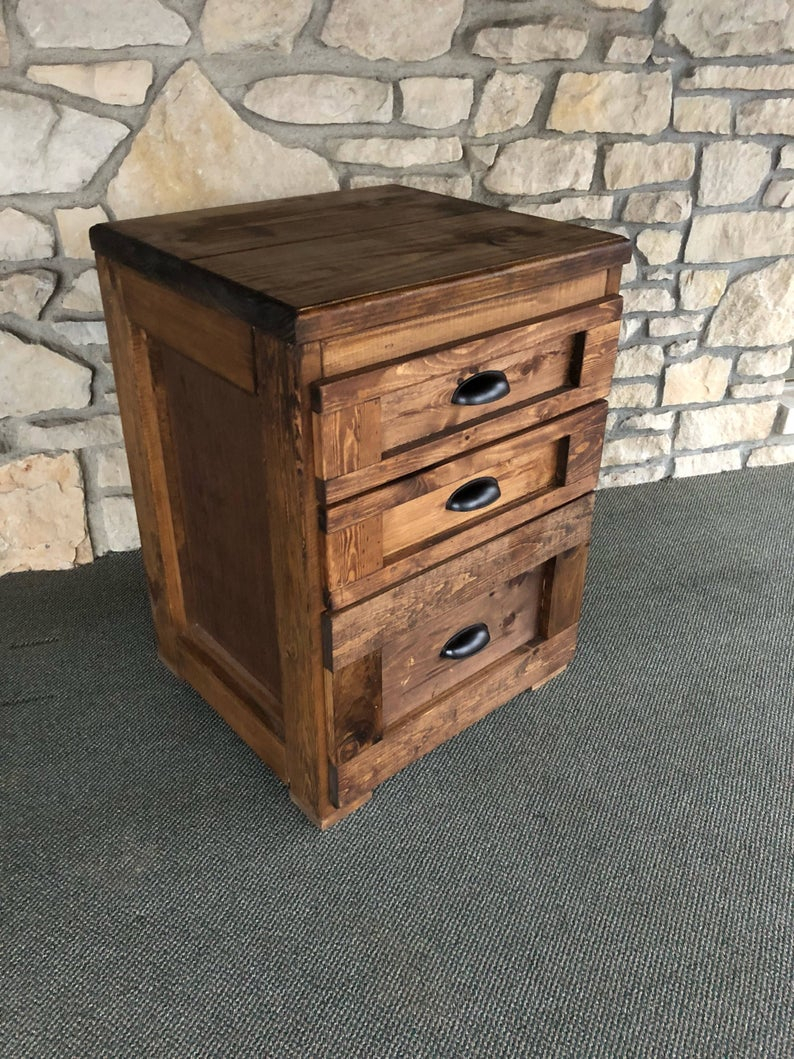 Rustic 3 Drawer File Cabinetnightstand Etsy inside sizing 794 X 1059