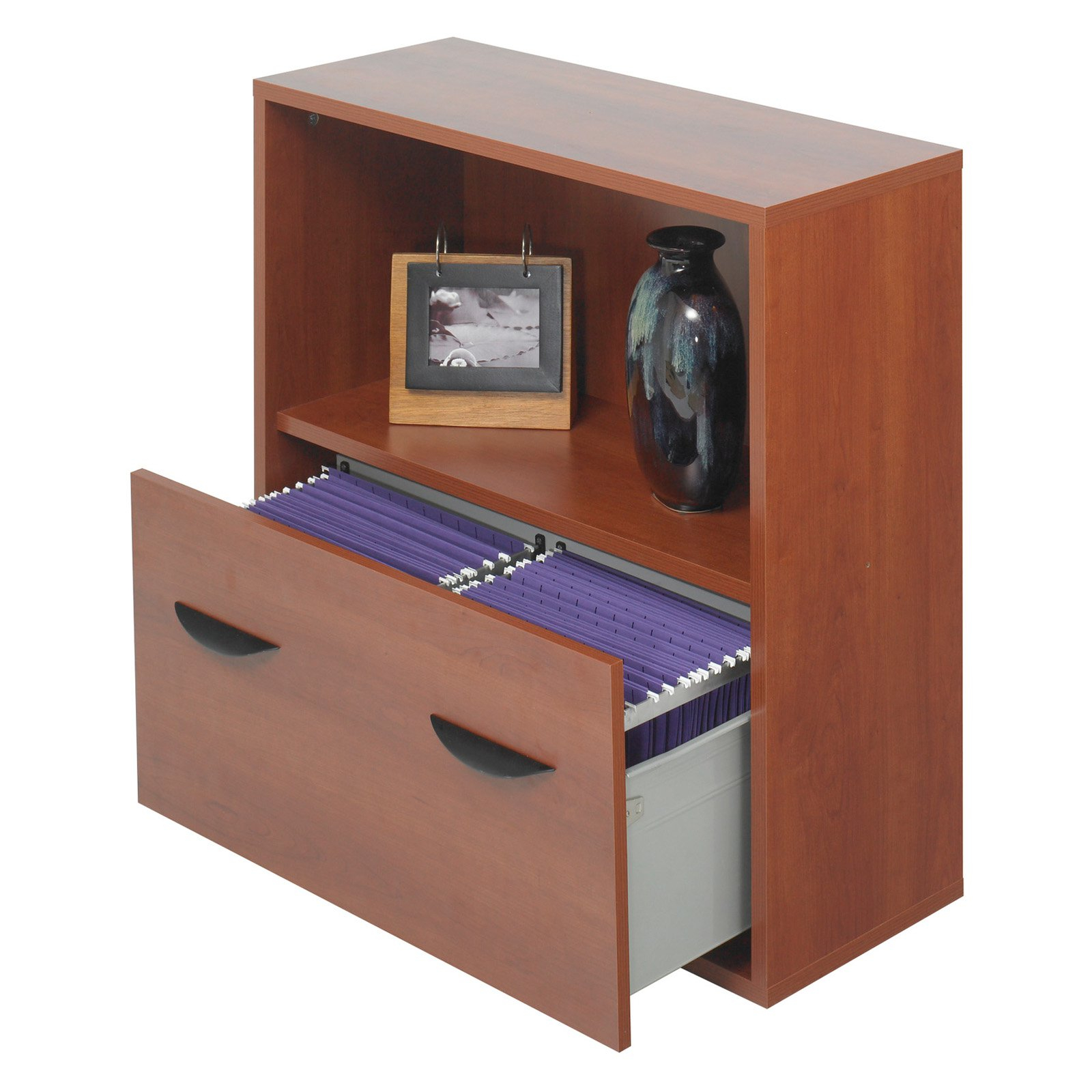 Safco Lateral Filing Cabinet With Bookshelf Cherry Walmart intended for proportions 1600 X 1600