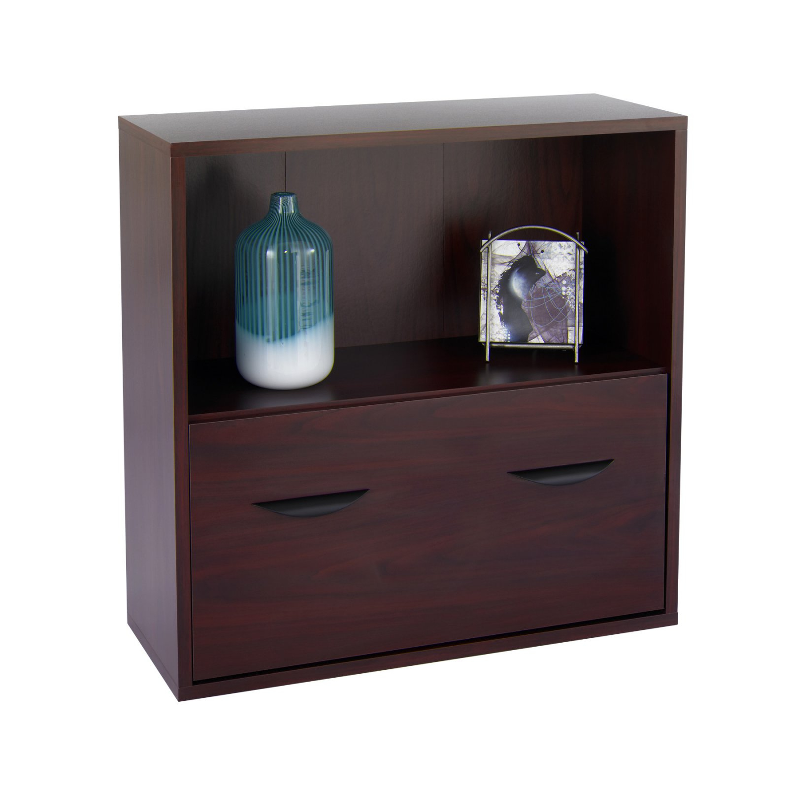 Safco Lateral Filing Cabinet With Bookshelf Mahogany Walmart for dimensions 1600 X 1600
