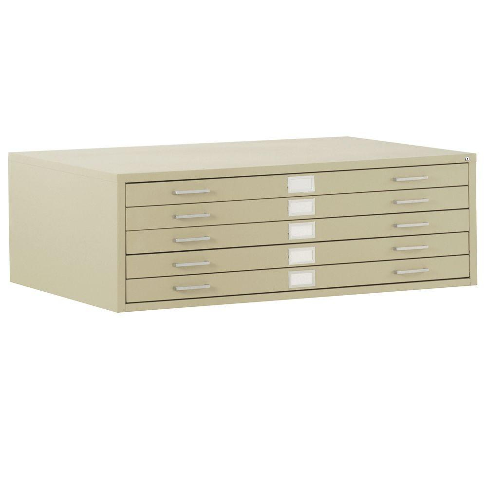 Sandusky 2838 In H X 4075 In W X 284 In D 5 Drawer Putty Flat File Cabinet inside proportions 1000 X 1000