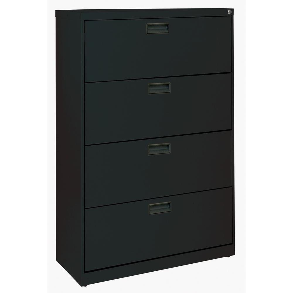 Sandusky 400 Series 526 In H X 30 In W X 18 In D Black 4 Drawer Lateral File Cabinet throughout size 1000 X 1000