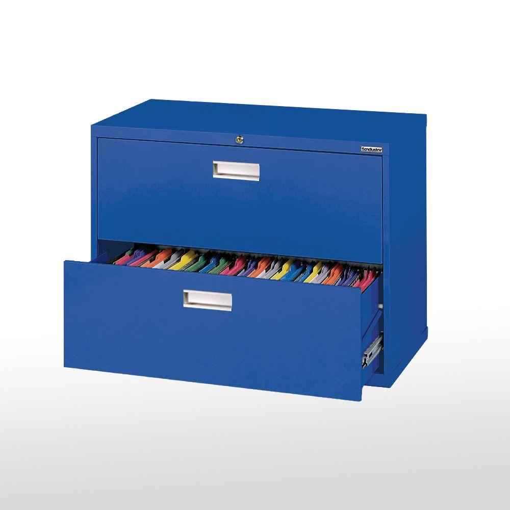 Sandusky 600 Series 36 In W 2 Drawer Lateral File Cabinet In Blue in size 1000 X 1000