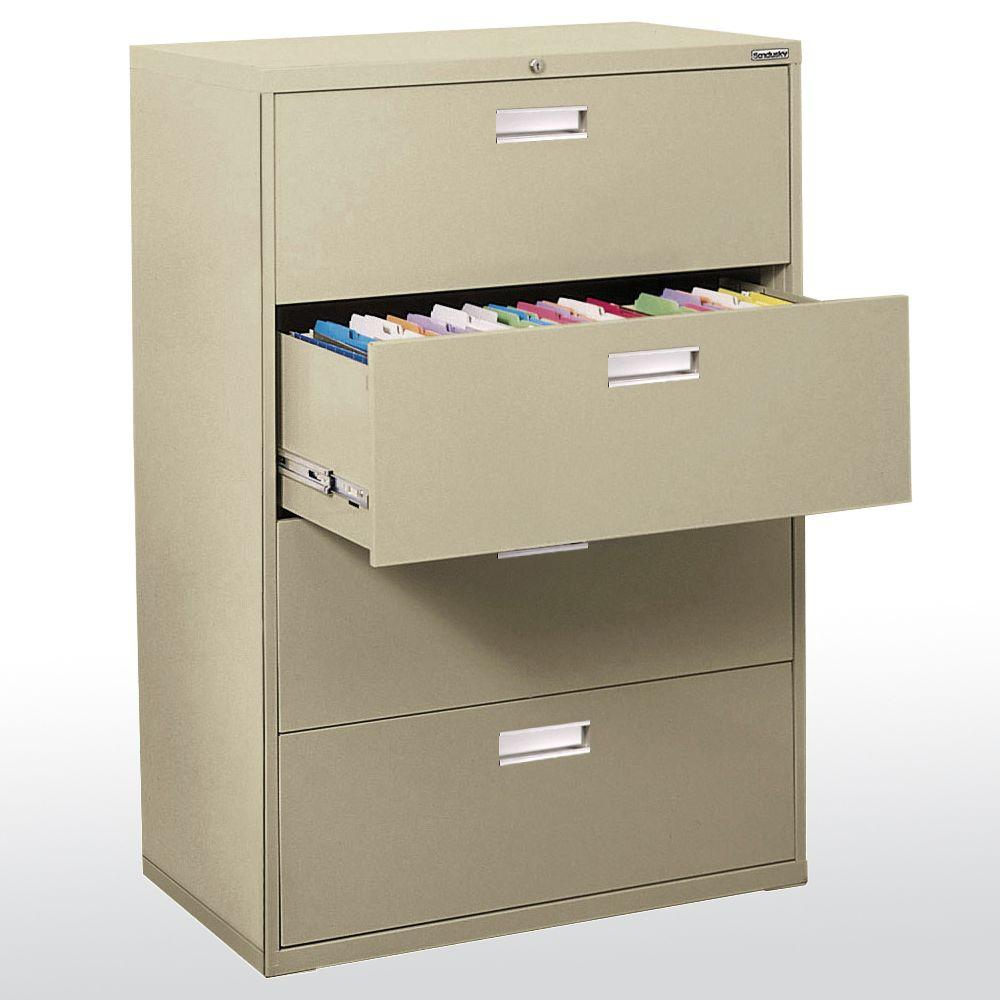 Sandusky 600 Series 36 In W 4 Drawer Lateral File Cabinet In Tropic intended for dimensions 1000 X 1000
