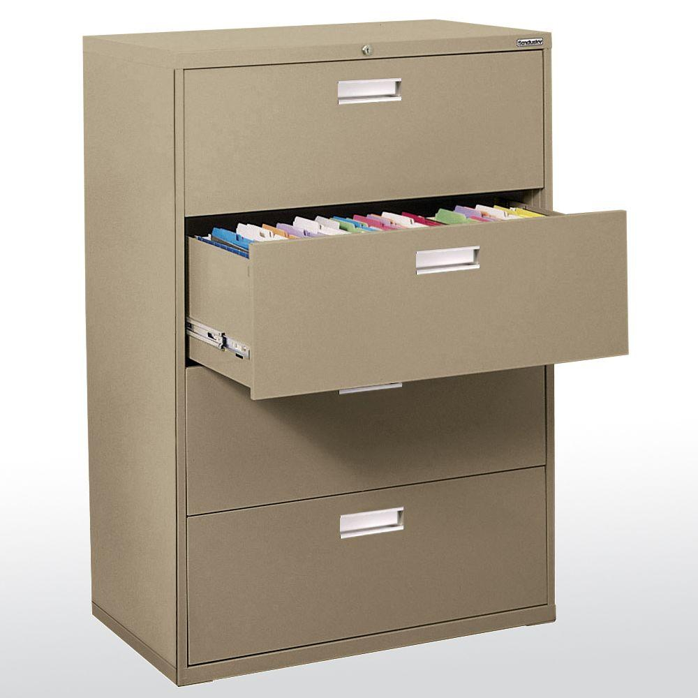 Sandusky 600 Series 36 In W 4 Drawer Lateral File Cabinet In Tropic regarding dimensions 1000 X 1000
