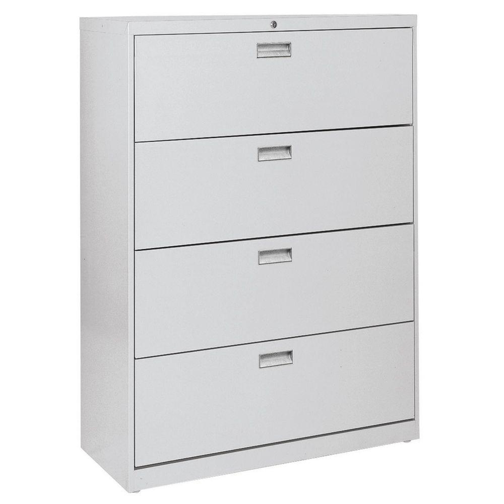 Sandusky 600 Series 42 In W 4 Drawer Lateral File Cabinet In Dove intended for dimensions 1000 X 1000