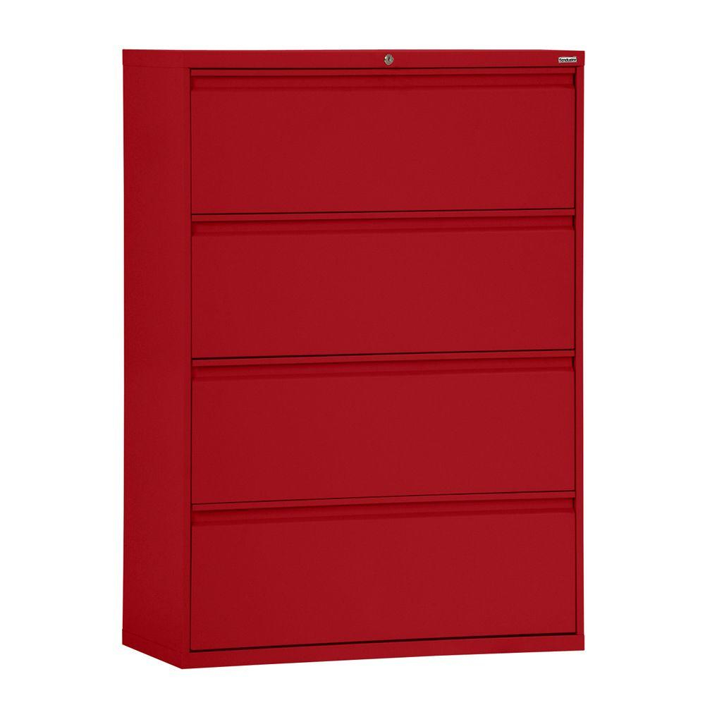 Sandusky 800 Series 4 Drawer Red Full Pull Lateral File Cabinet in proportions 1000 X 1000