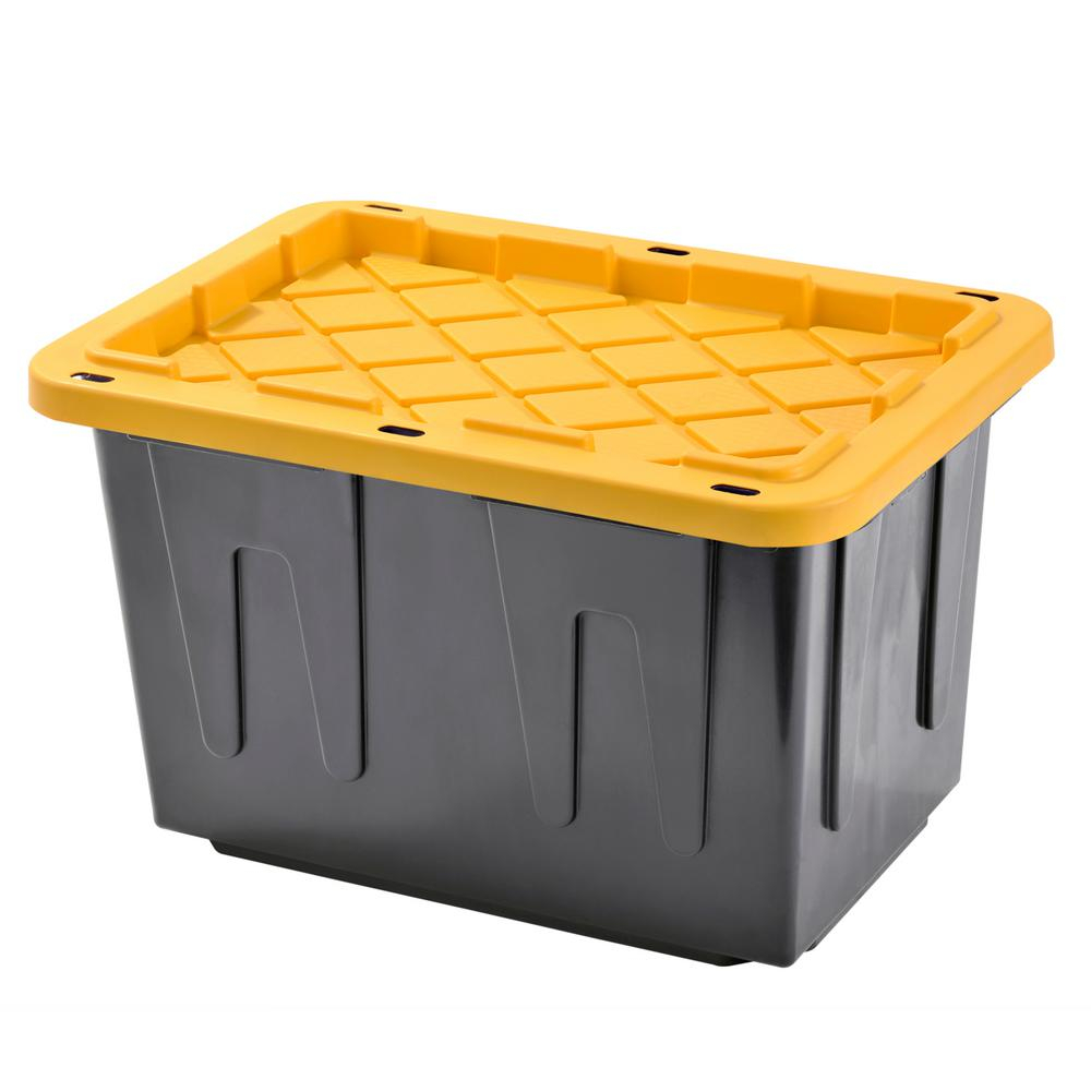 Sandusky Heavy Duty 23 Gal Tote Black Bottom And Yellow Snap Lid throughout proportions 1000 X 1000