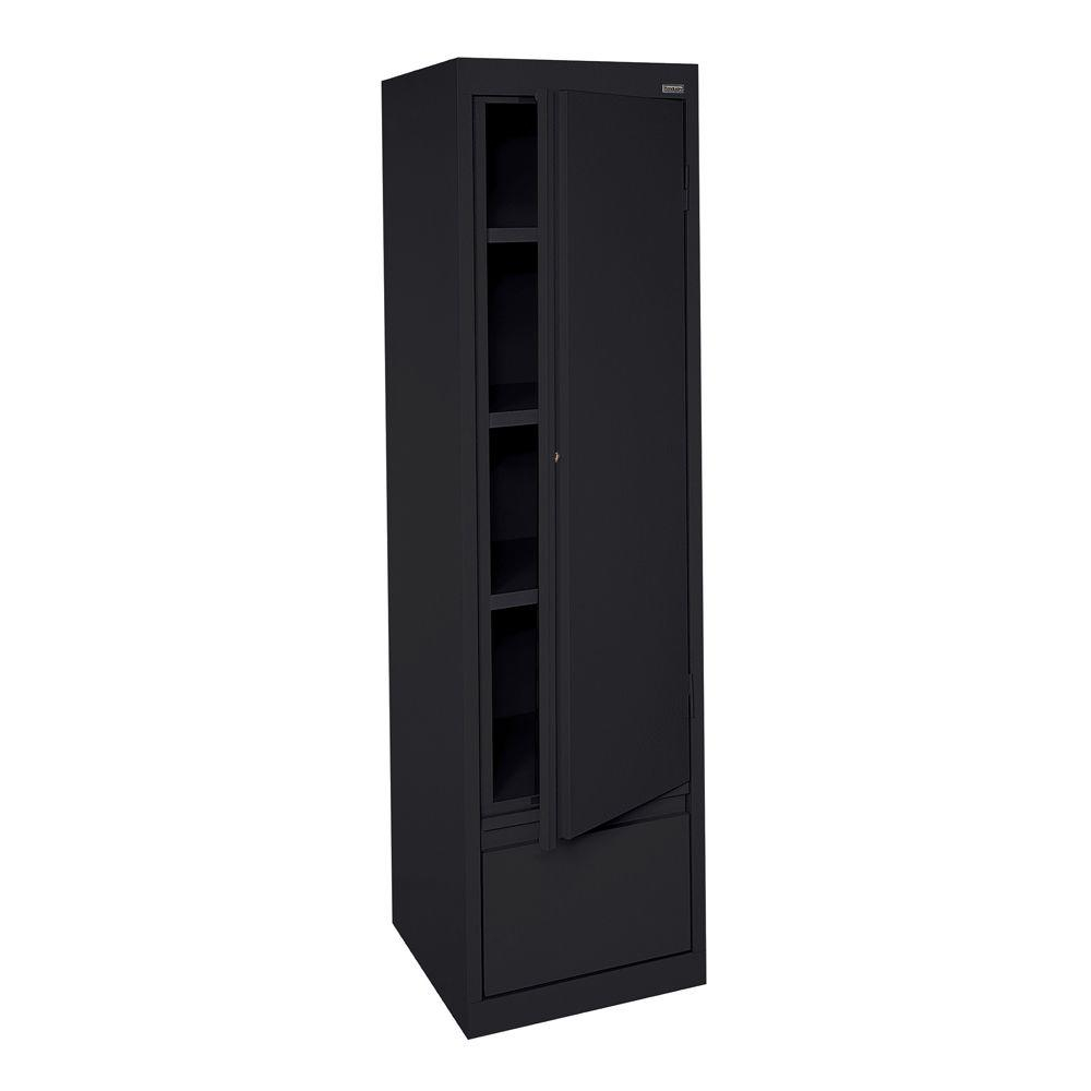 Sandusky System Series 17 In W X 64 In H X 18 In D Black Single Door Storage Cabinet With File Drawer intended for proportions 1000 X 1000