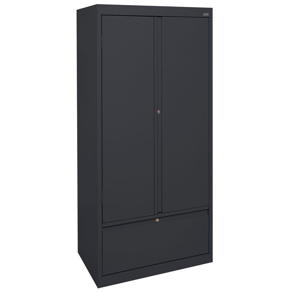 Sandusky Systems Series 30 In W X 64 In H X 18 In D Storage Cabinet With File Drawer In Black within measurements 1000 X 1000