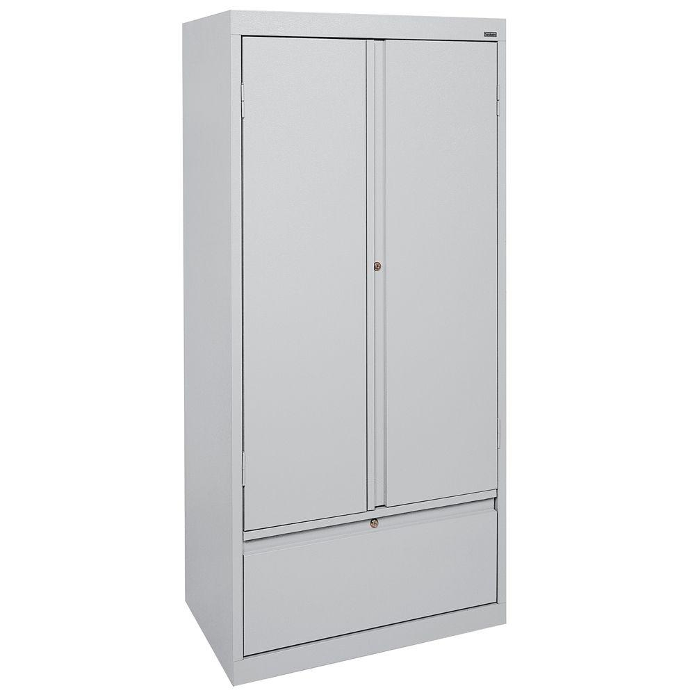 Sandusky Systems Series 30 In W X 64 In H X 18 In D Storage Cabinet With File Drawer In Dove Grey intended for sizing 1000 X 1000
