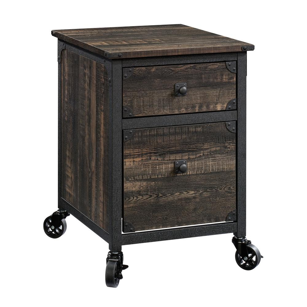 Sauder Steel River Carbon Oak File Cabinet With Casters 423974 The throughout size 1000 X 1000