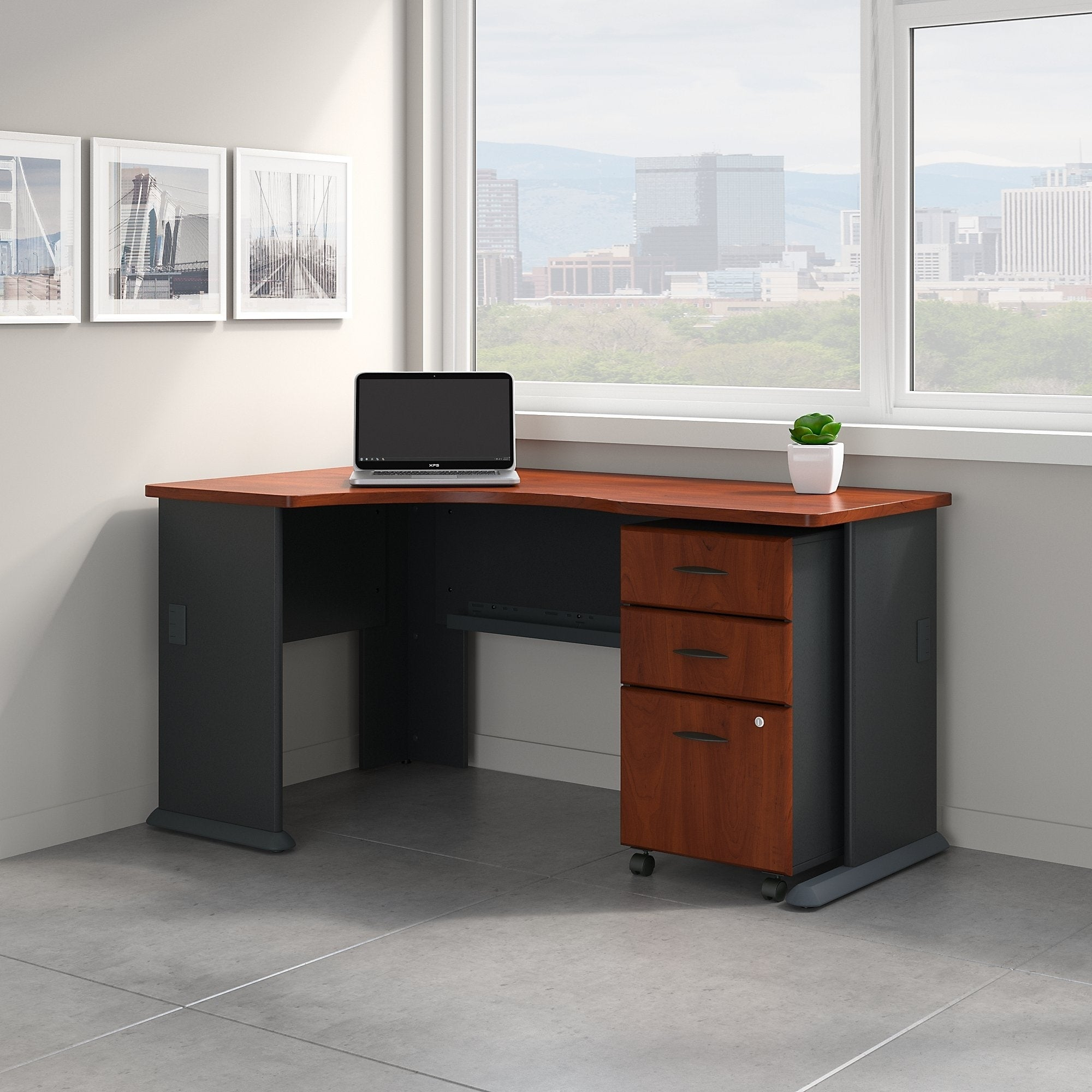 Series A Left Corner Desk With Mobile File Cabinet In Cherry for proportions 2000 X 2000