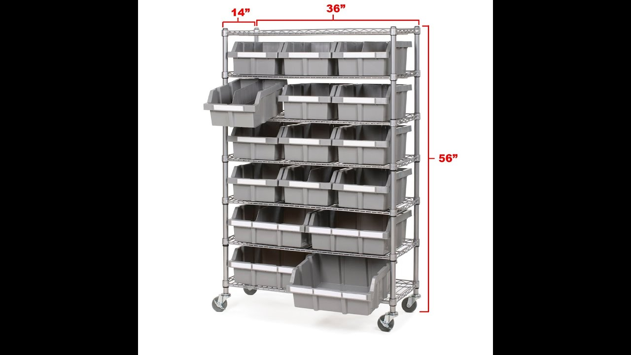 Seville Classics Commercial 7 Shelf 16 Bin Rack Storage System Nsf Certified within measurements 1280 X 720