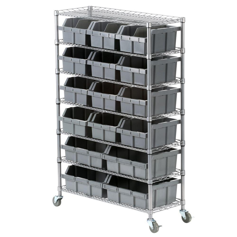 Seville Classics Platinum Commercial 7 Tier Nsf 16 Bin Rack Storage for dimensions 1000 X 1000