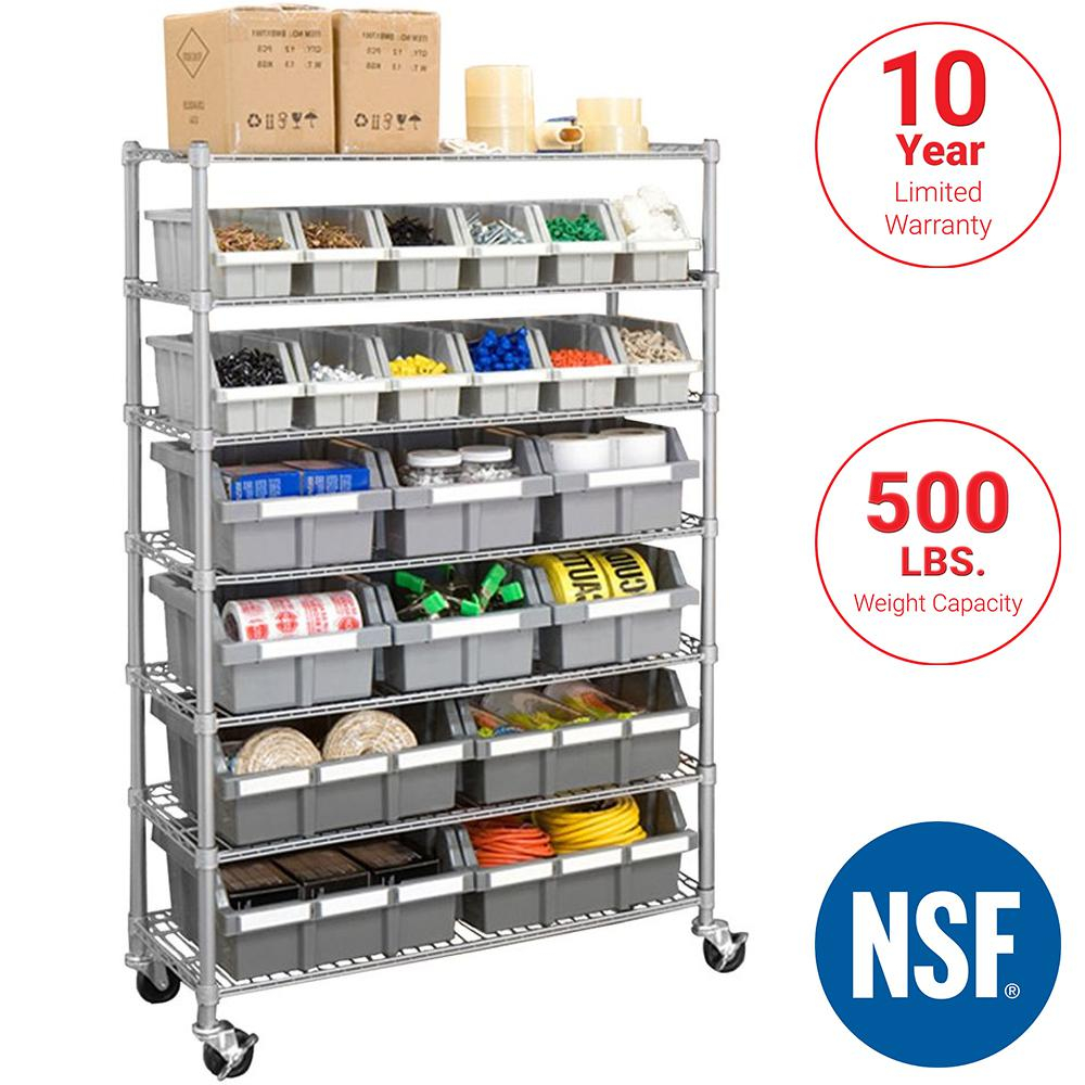 Seville Classics Platinum Commercial 7 Tier Nsf 22 Bin Rack Storage System intended for dimensions 1000 X 1000