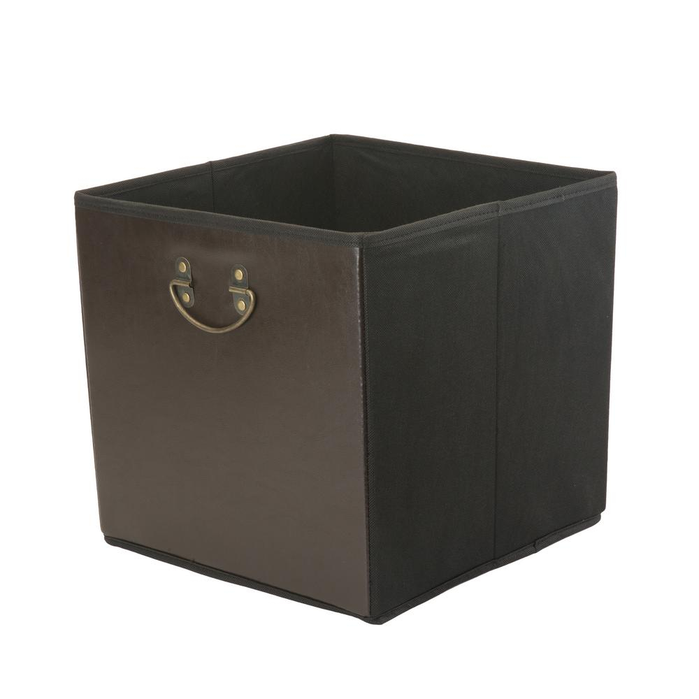 Simplify 128 In Faux Leather Chocolate Collapsible Storage Cube pertaining to proportions 1000 X 1000