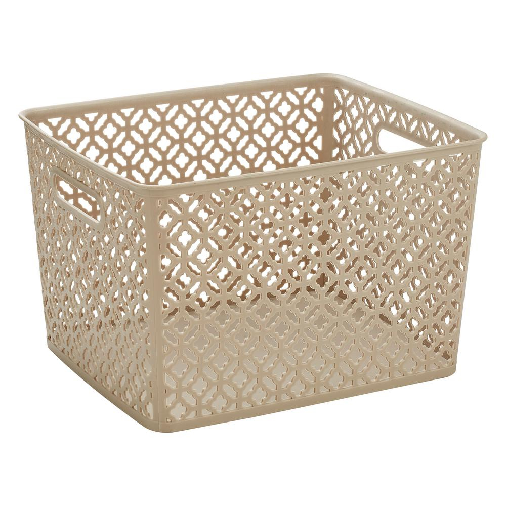 Simplify 1375 In X 1150 In X 875 In Trellis Large Storage Bin In Champagne throughout measurements 1000 X 1000