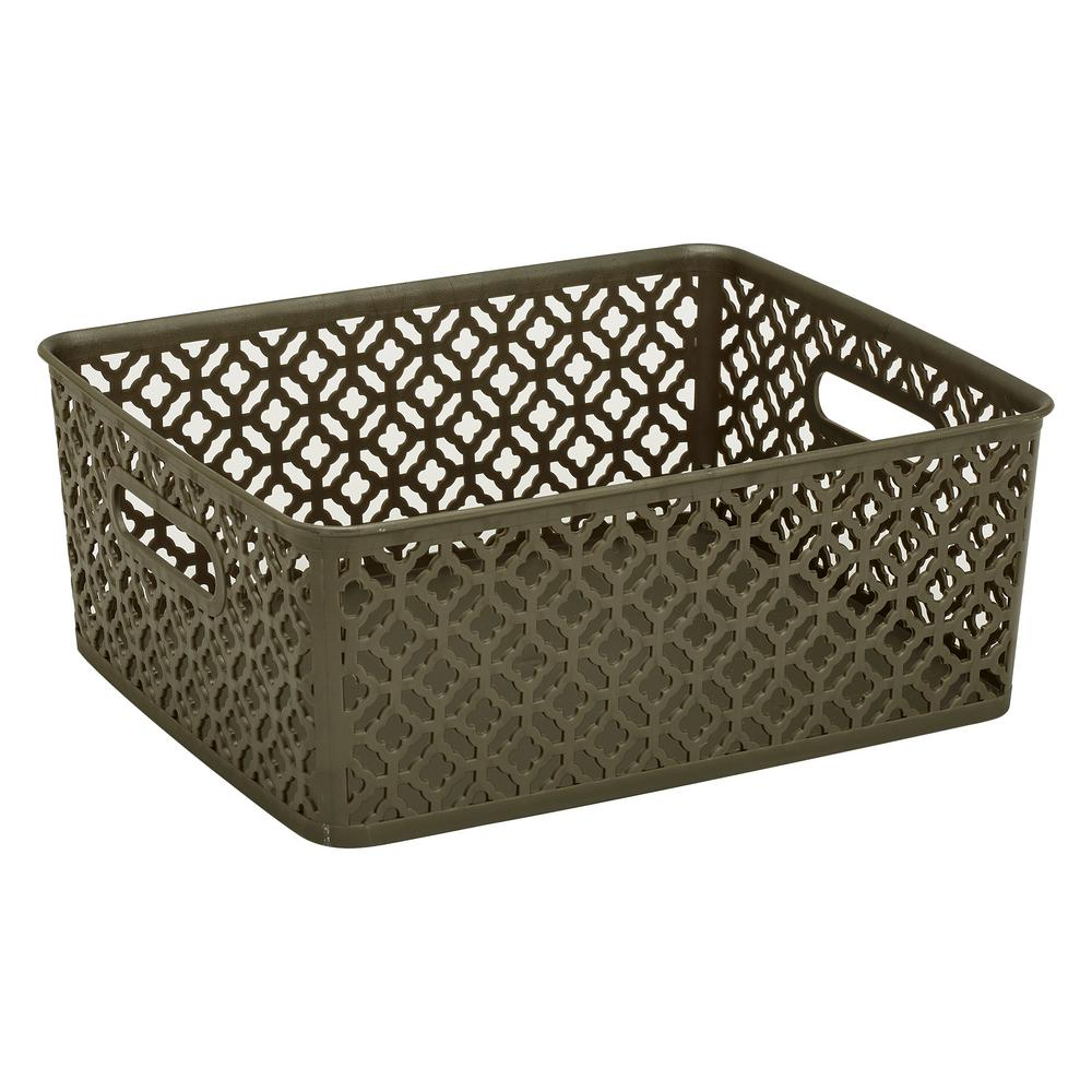 Simplify 14 In X 115 In X 53 In Trellis Medium Storage Bin In Pewter pertaining to size 1000 X 1000