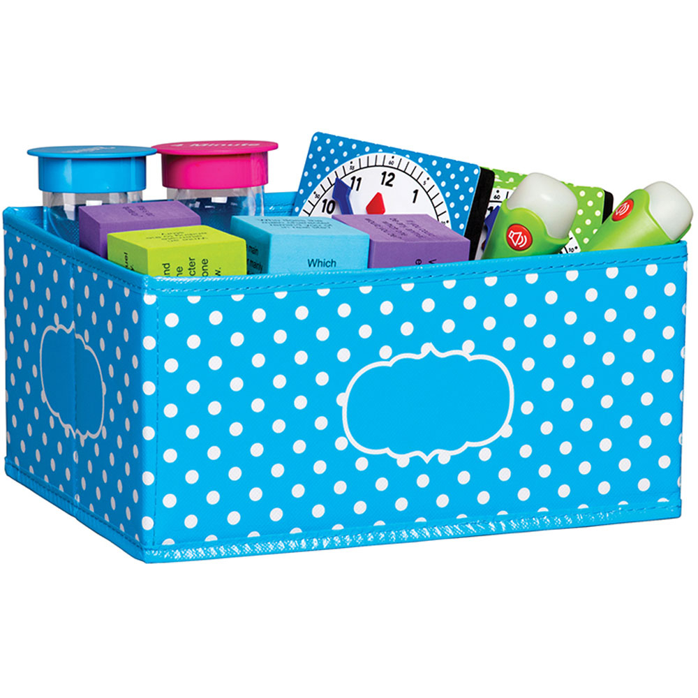 Small Aqua Polka Dots Storage Bin Tcr20815 Teacher Created Resources throughout proportions 1000 X 1000