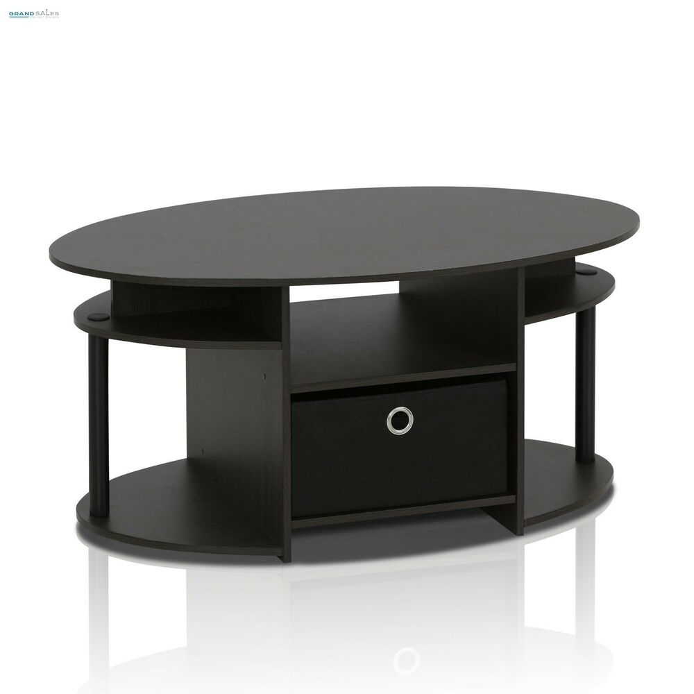 Small Coffee Table With Storage Bin Shelves Modern Oval Living Room intended for dimensions 1000 X 1000