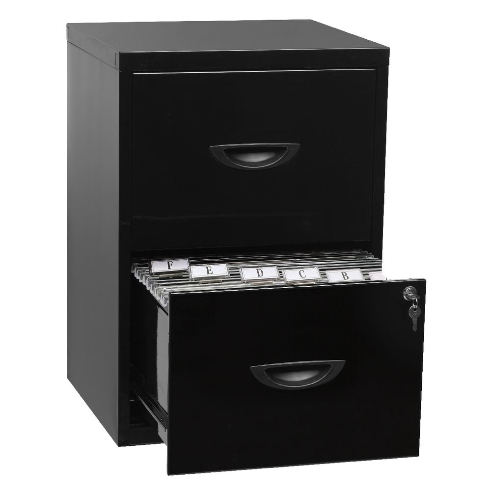 Soho 2 Drawer Filing Cabinet Black Officeworks with proportions 1000 X 1000