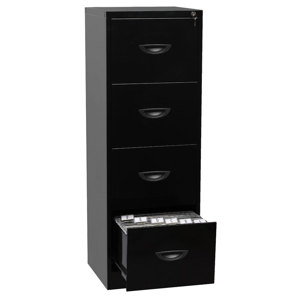 Soho 4 Drawer Filing Cabinet Black Officeworks in proportions 1000 X 1000
