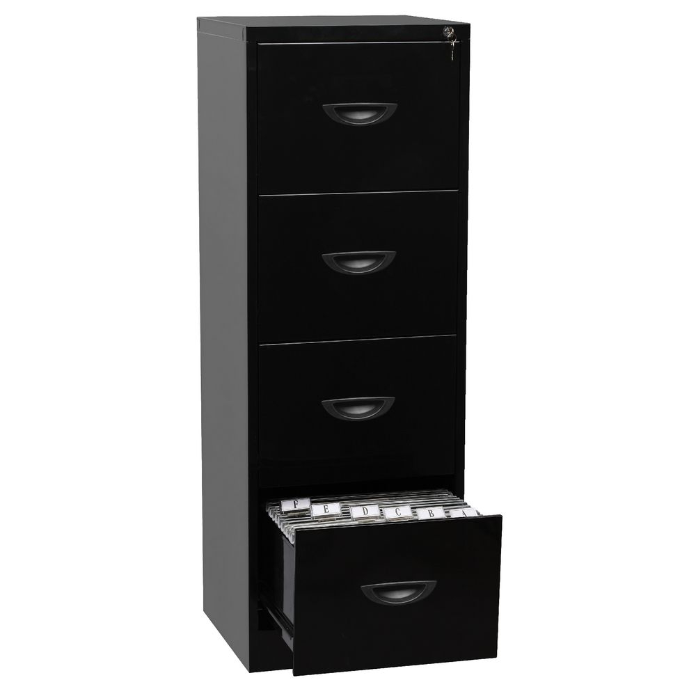 Soho 4 Drawer Filing Cabinet Black Officeworks throughout measurements 1000 X 1000