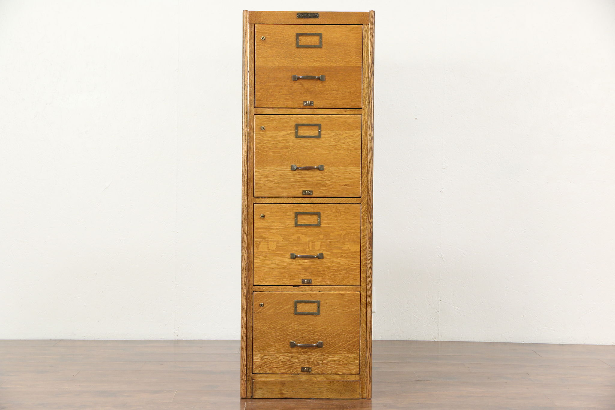 Sold Oak 1920 Antique 4 Drawer File Cabinet Signed Browne Morse pertaining to size 2700 X 1800