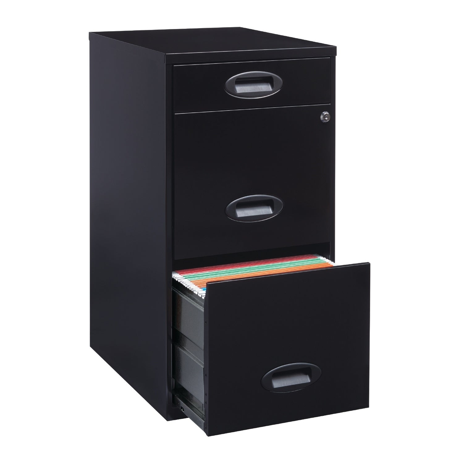 Space Solutions 18 Deep 3 Drawer Metal Organizer File Cabinet Black with size 1489 X 1489
