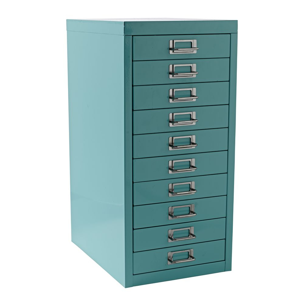 Spencer 10 Drawer Cabinet With Wheels White Officeworks pertaining to size 1000 X 1000