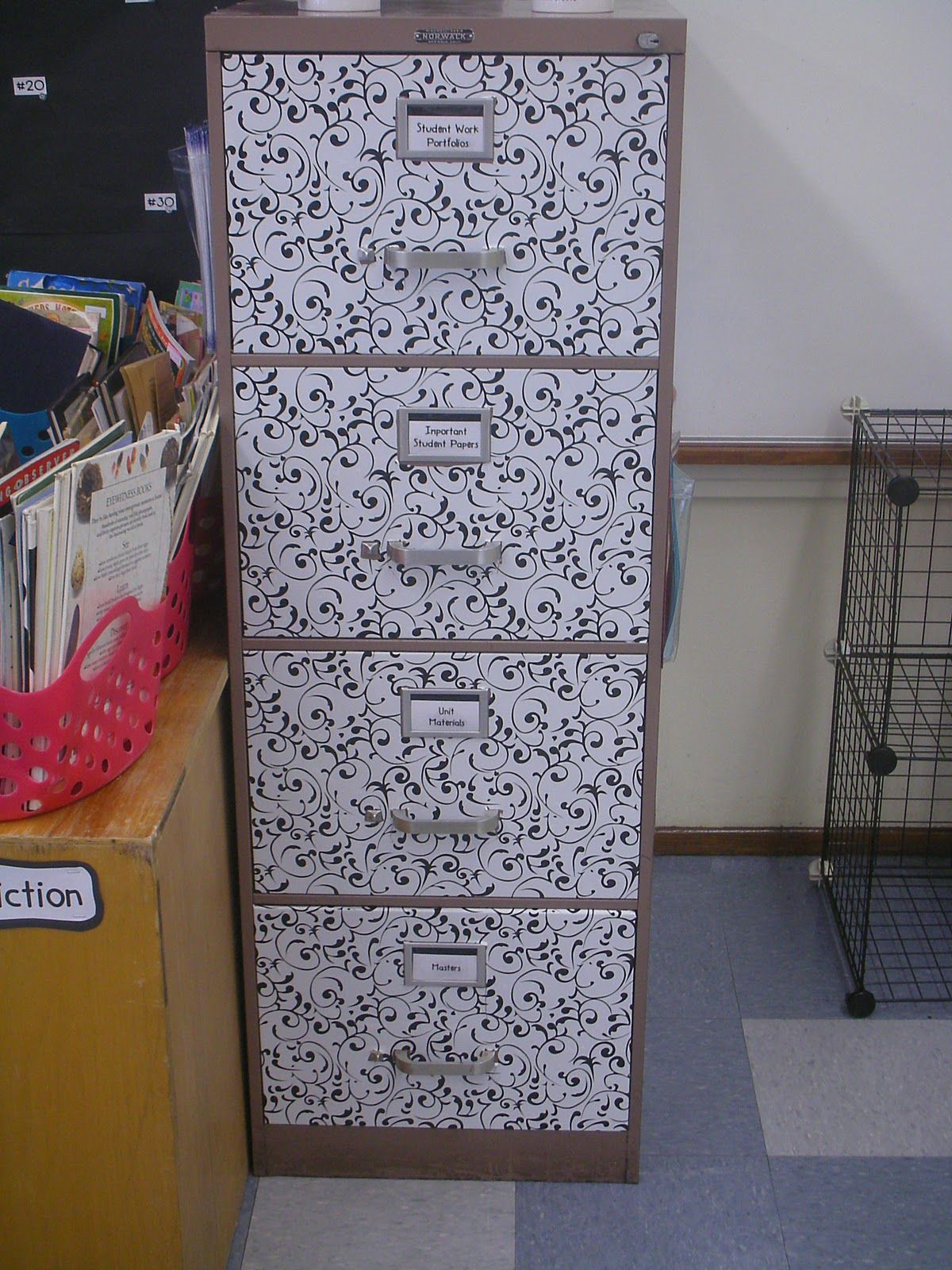 Spruce Up An Old Metal File Cabinet With Contact Paper School inside sizing 1200 X 1600