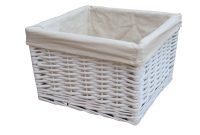 Square White Wicker Deep Storage Basket in dimensions 1000 X 1000