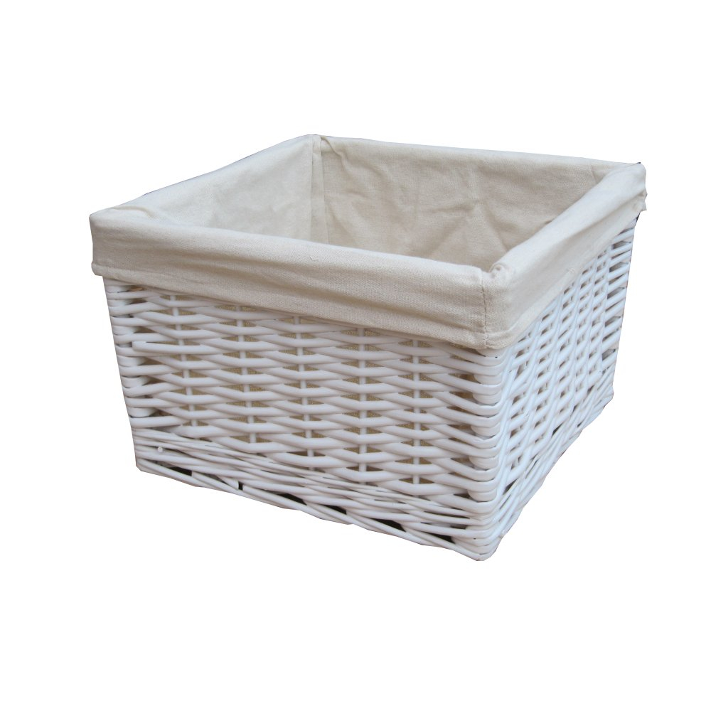 Square White Wicker Deep Storage Basket in dimensions 1000 X 1000