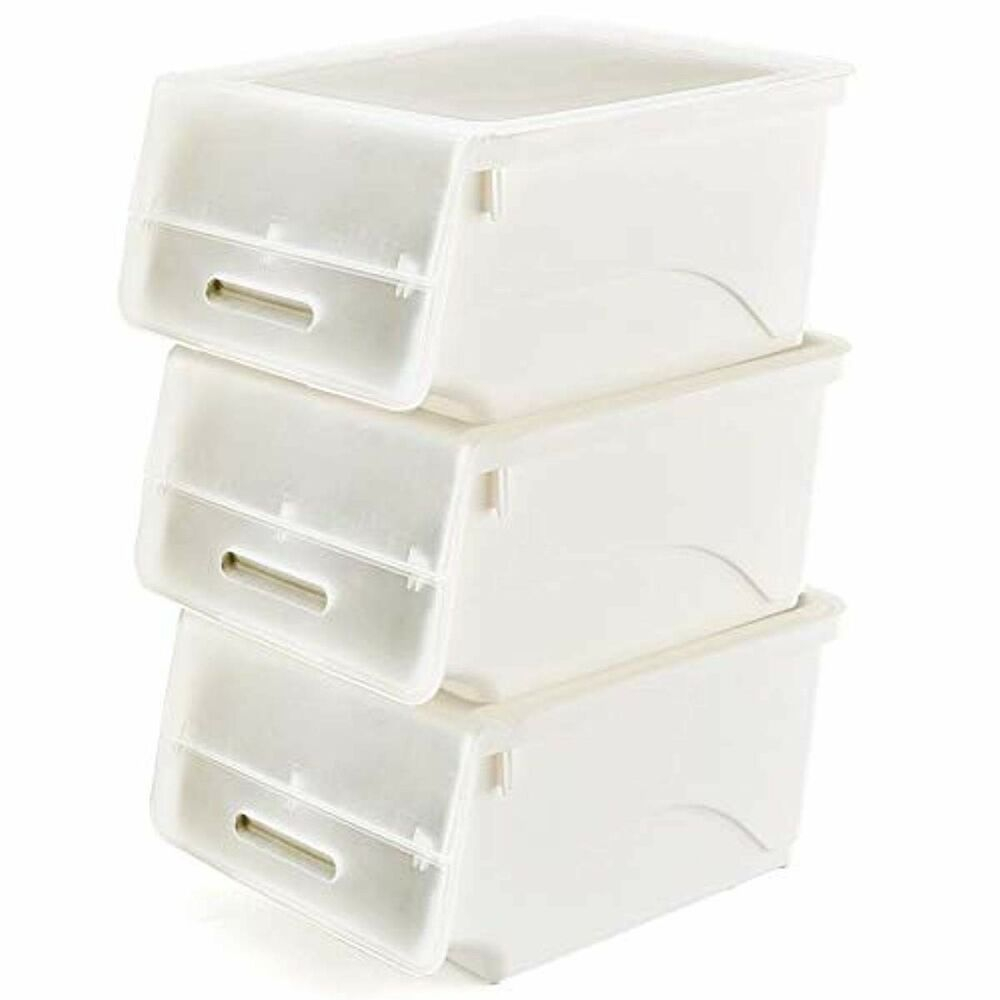 Stackable Storage Bins With Lids 3 Pack Ezoware Plastic Stackable within size 1000 X 1000