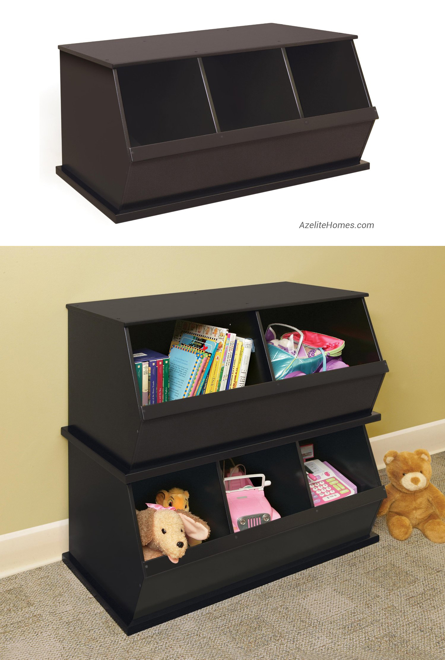 Stackable Wooden Toy Storage Units For Living Room With Three Bin pertaining to size 1500 X 2225