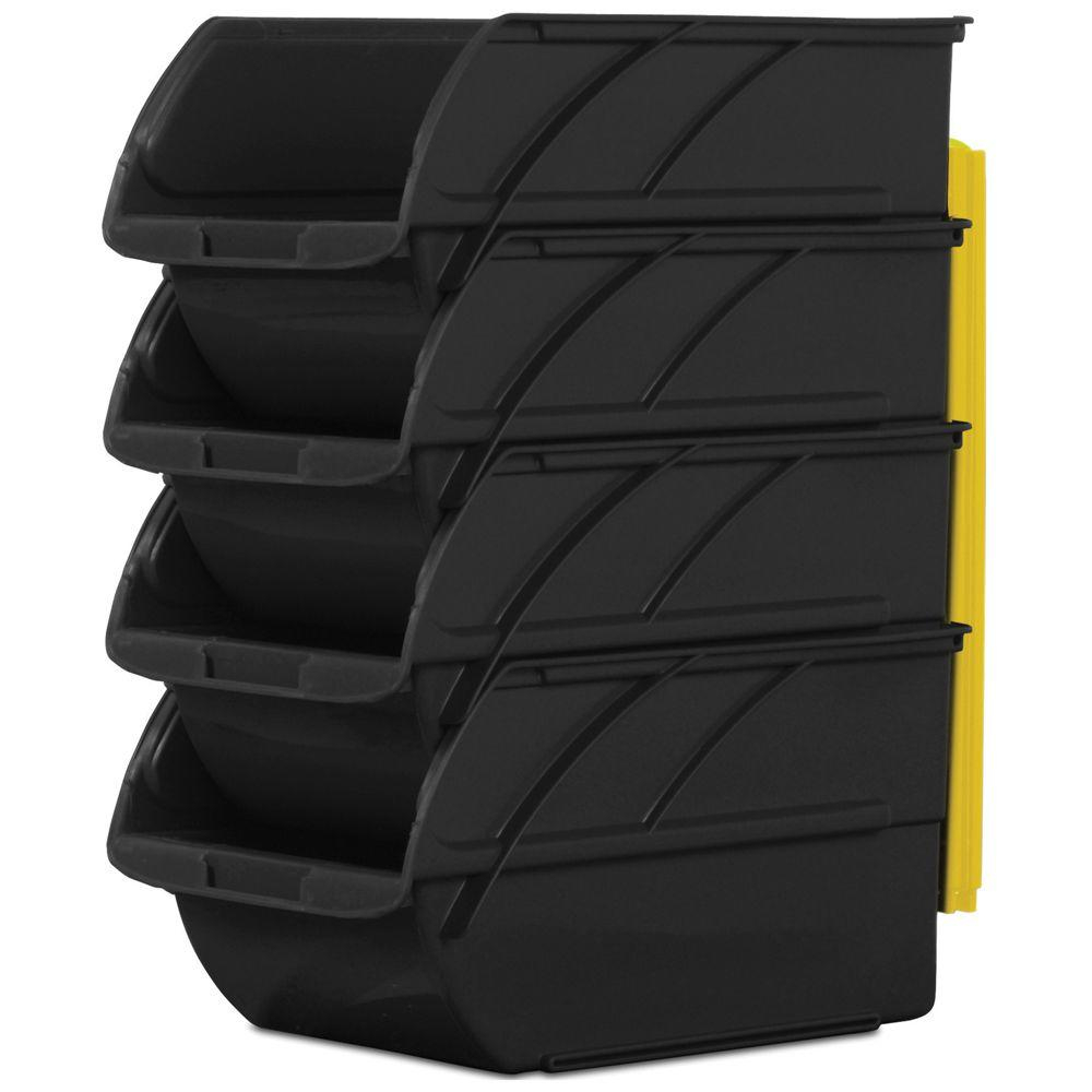 Stanley 59 In Stackable And Mountable Storage Bins In Black With in proportions 1000 X 1000