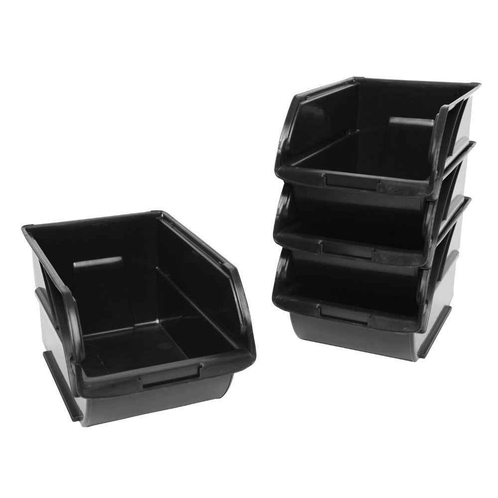 Stanley 59 In Stackable Garage Storage Bins In Black With Hangers within proportions 1000 X 1000