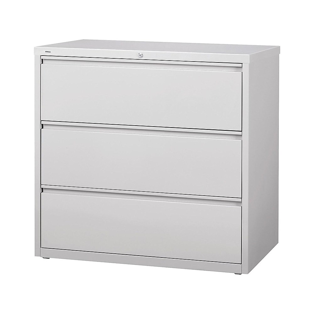 Staples 3 Drawer Lateral File Cabinet Locking Letterlegal Gray 42w inside sizing 1000 X 1000