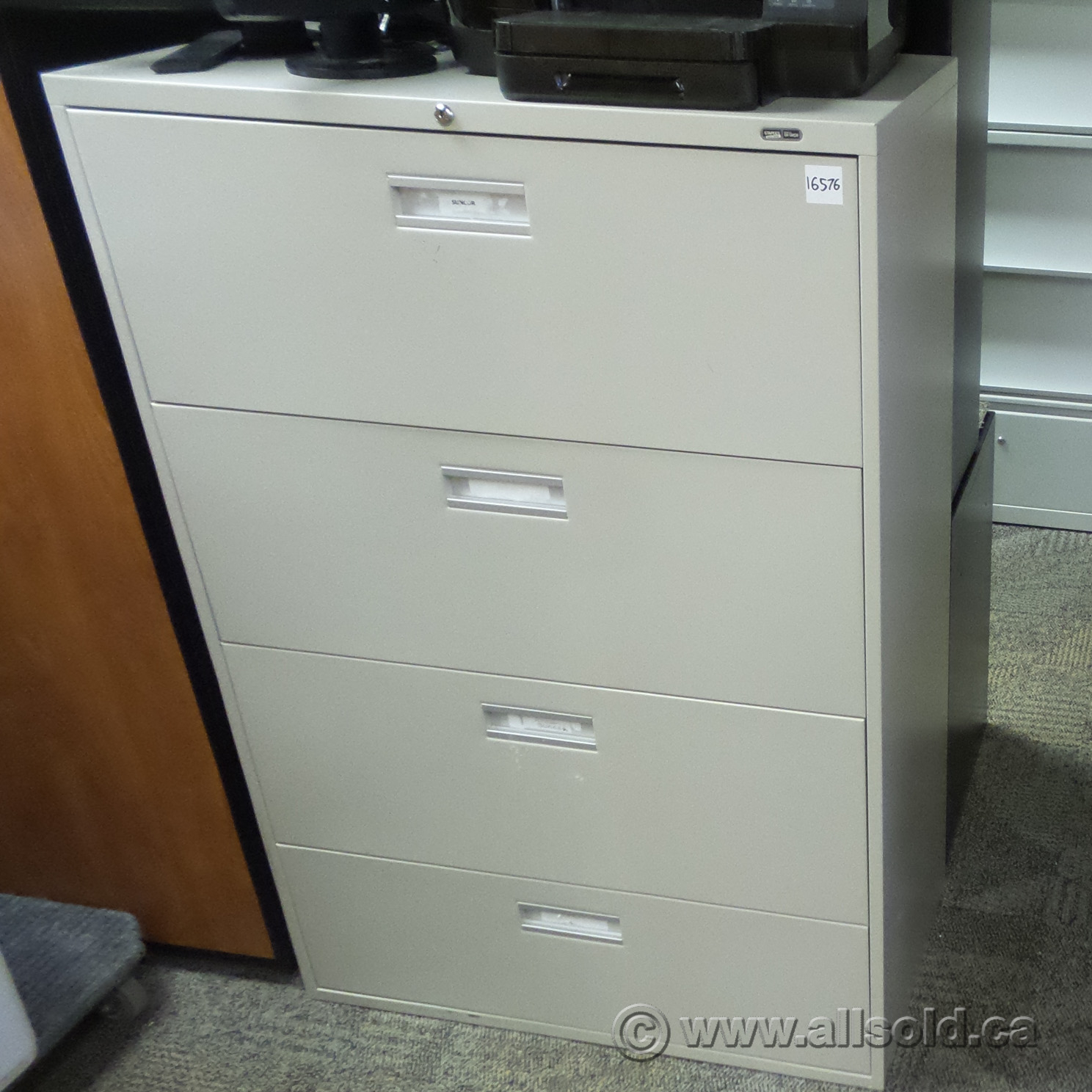 Staples Beige 4 Drawer Lateral File Cabinet 36 Locking Allsold within proportions 1488 X 1488