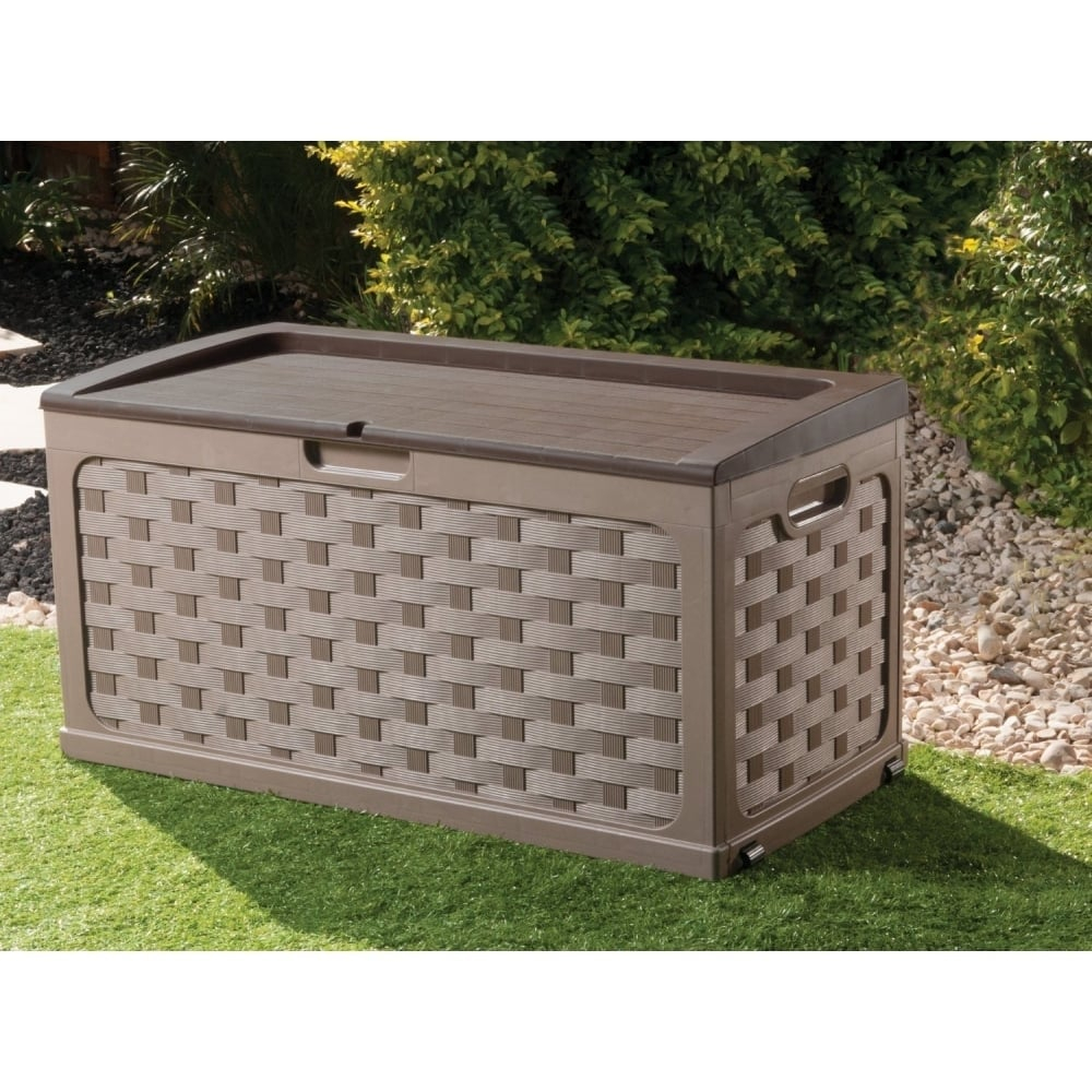 Starplast Rattan Style Garden Storage Box With Sit On Lid Garden with regard to measurements 1000 X 1000